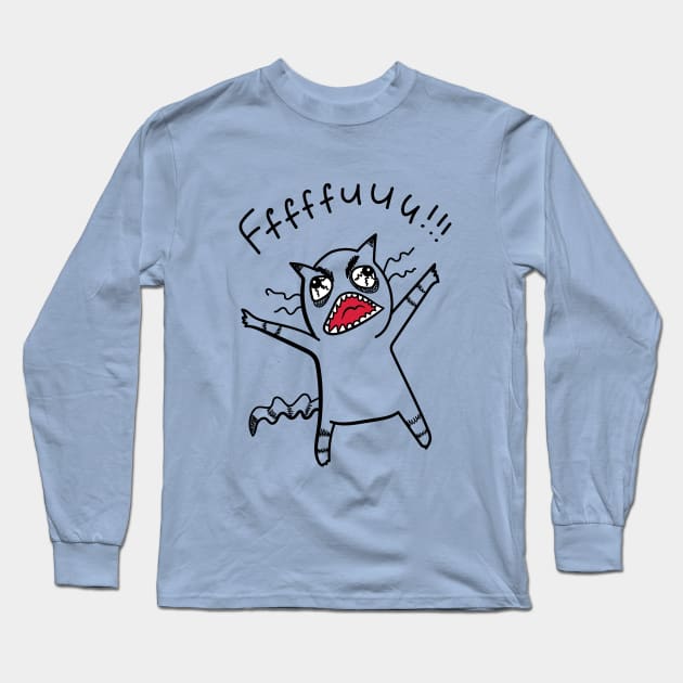 Fffuuu Rage Cat - light ($ for SilverCord-VR) Long Sleeve T-Shirt by droganaida